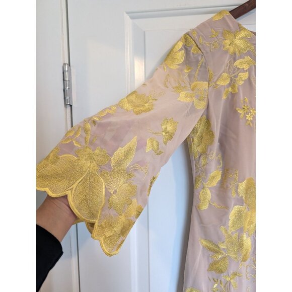 Dress the Population Paige Mini Shift Size M Sand Floral embroidery boho cottage - Picture 8 of 11